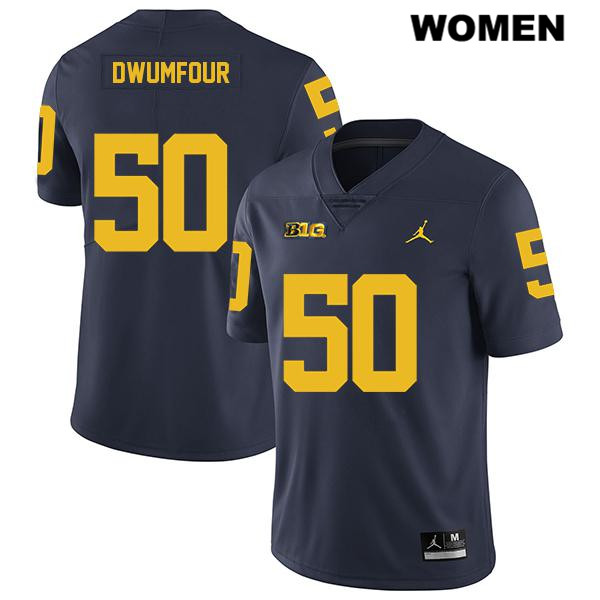 Women's NCAA Michigan Wolverines Michael Dwumfour #50 Navy Jordan Brand Authentic Stitched Legend Football College Jersey SZ25F54GT